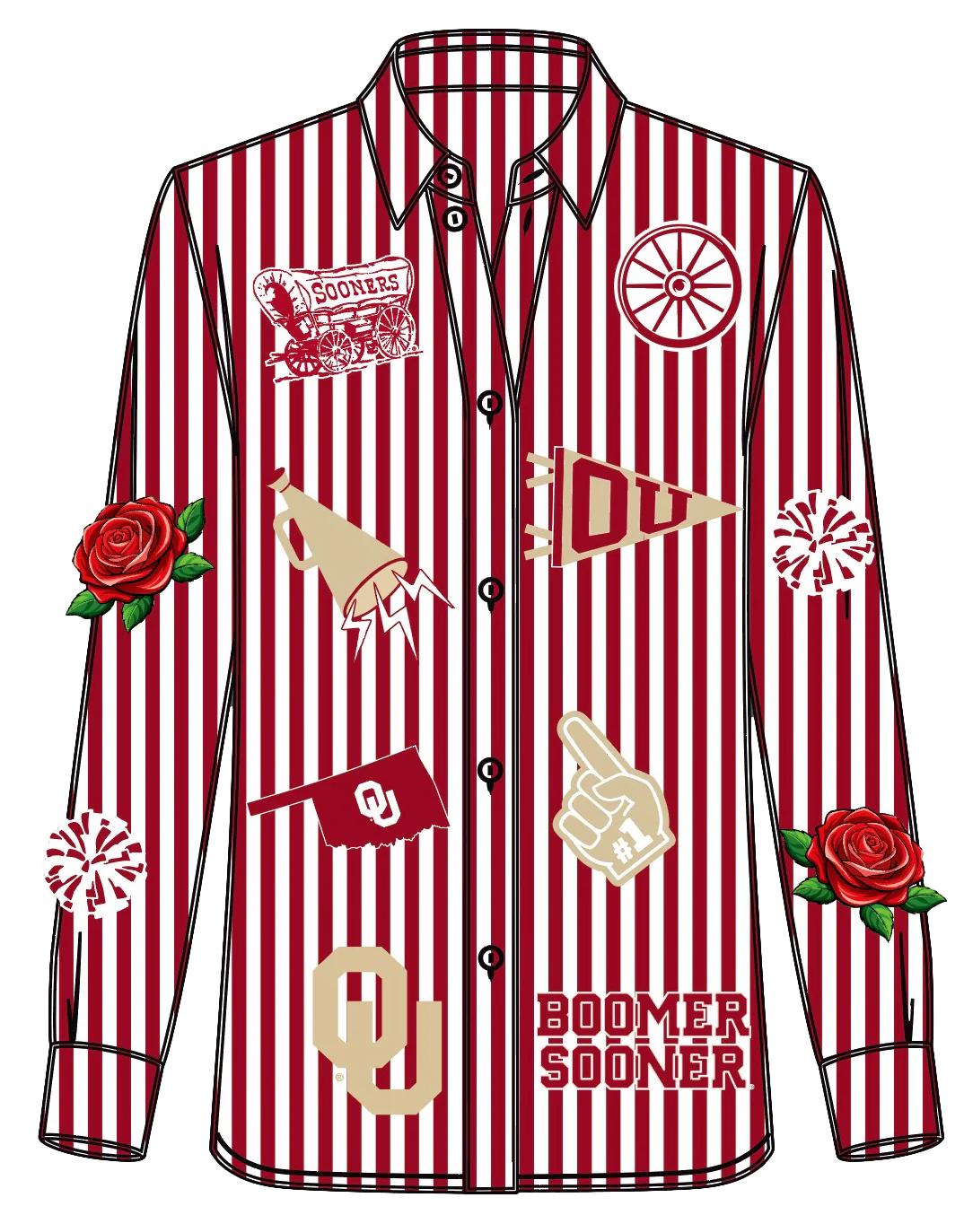 Emily Licensed Oklahoma Mini Icon Striped Button Down - Image 6