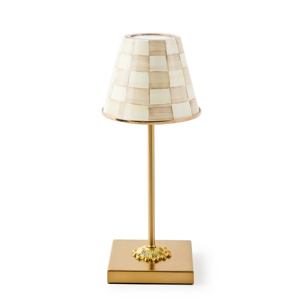 Mocha Check LED Rechargeable Cafe Table Lamp