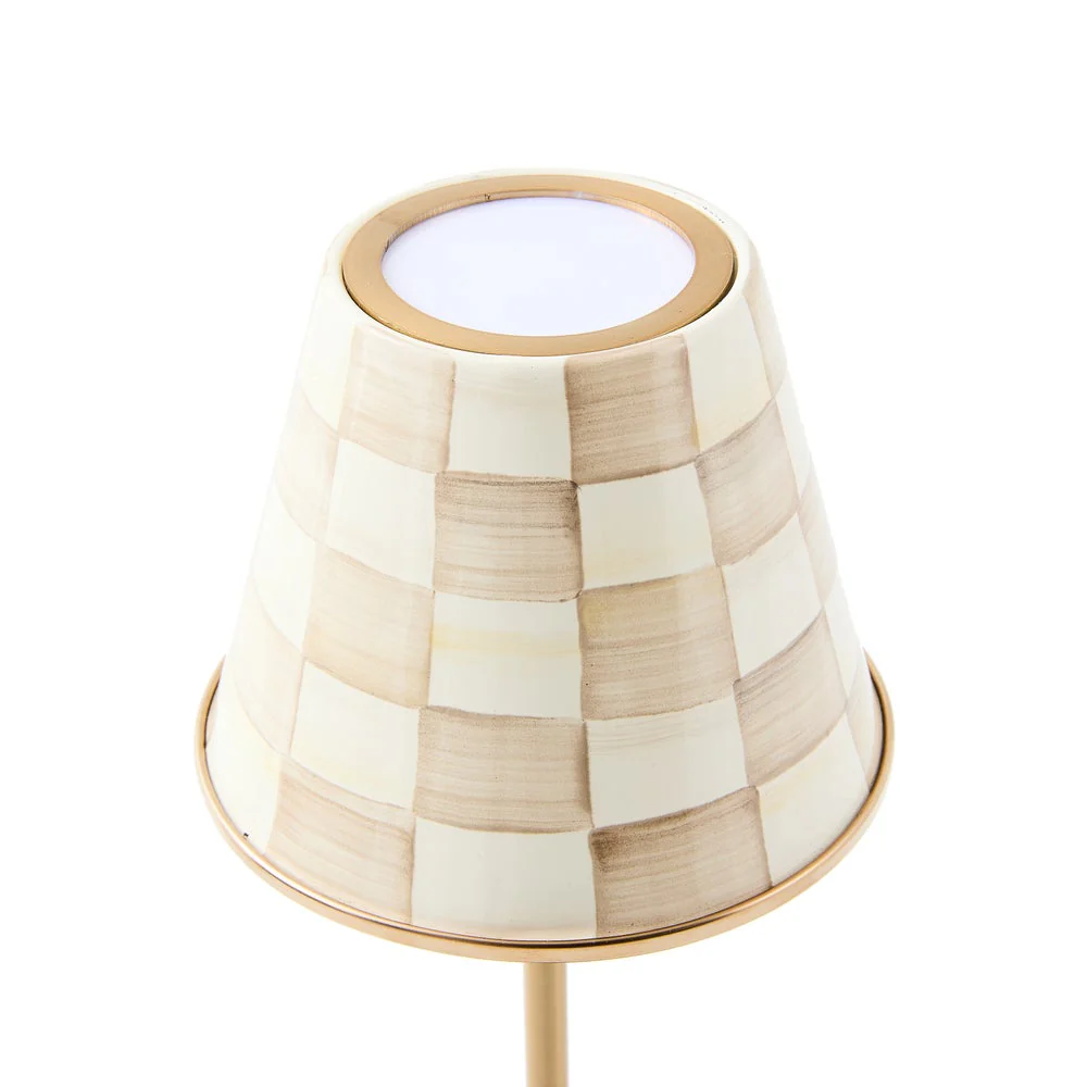 Mocha Check LED Rechargeable Cafe Table Lamp - Image 5