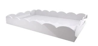White Large Lacquered Scallop Serving Tray